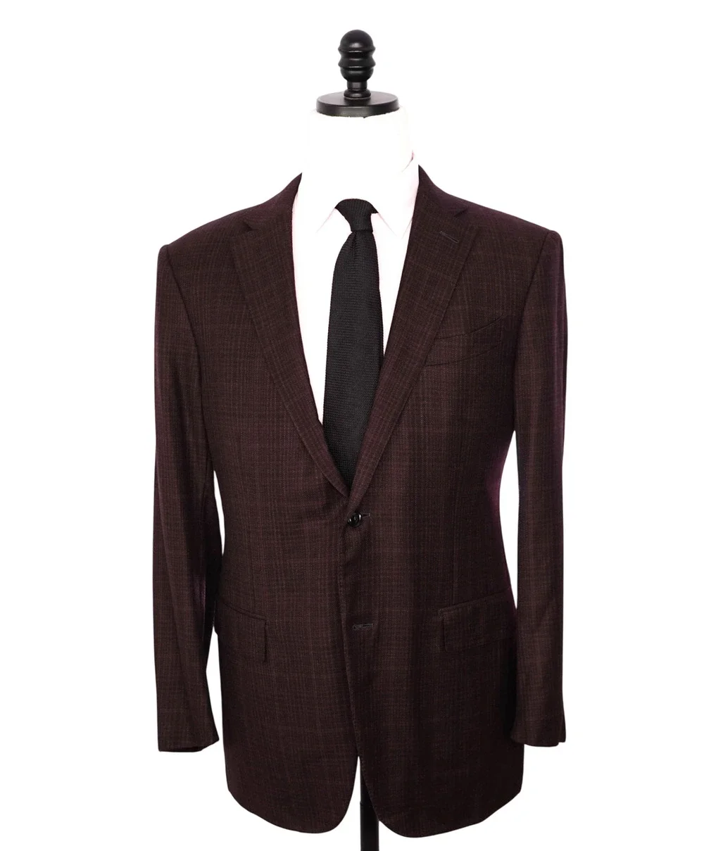 $3,290 ZEGNA - Burgundy Crosshatch 